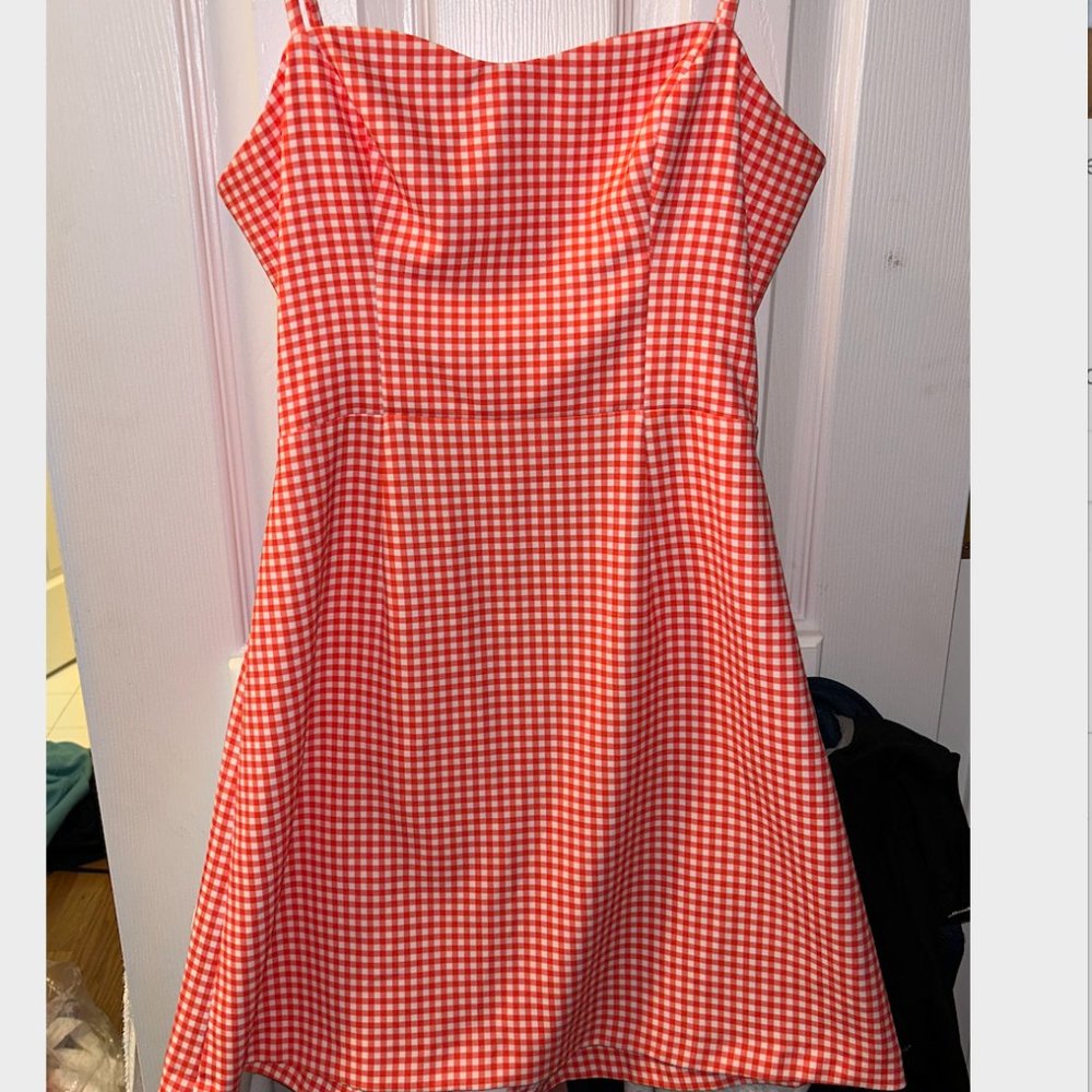 French Connection Orange Gingham Dress Size 2